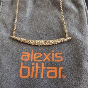 Alexis Bittar Gold Metal and Crystal Encrusted Bar Necklace